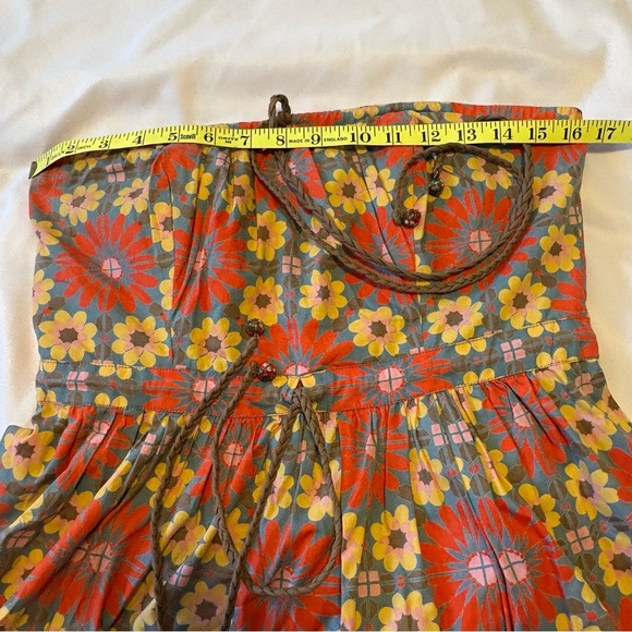 Plenty By Tracy Reese Size 8 Strapless Halter Braided Tie Red Gold Sundress - Picture 11 of 15